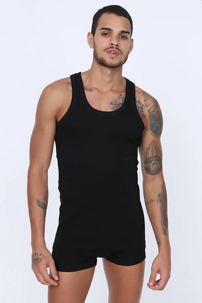 Saran Tricou clasic pentru bărbați cu bretele din bumbac pieptănat 3005 - 6 bucăți 100% bumbac