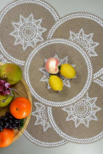SepetçiBaba Set of 6 Ethnic Pattern Linen Placemat