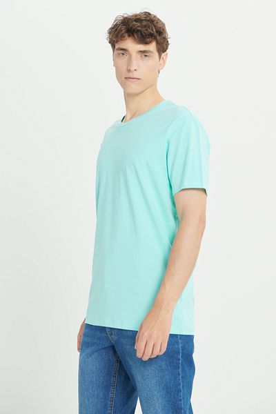 ALTINYILDIZ CLASSICS Turquoise Slim Fit Crew Neck Men's T-shirt - 360 Degree All Direction Stretch