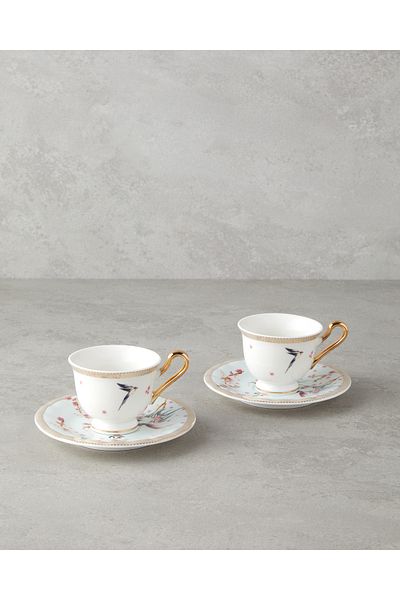 English Home Sakura Dream New Light Green Coffee Cup Set - Bone China