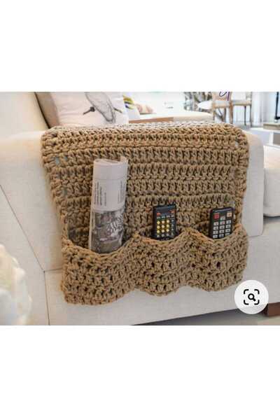 Yoran Büfe Hediyelik Koltuk Kenarı Kumanda Kılıfı Kumandalık Örgü Kumandalık 70 cm Portatif Yan Sehpa