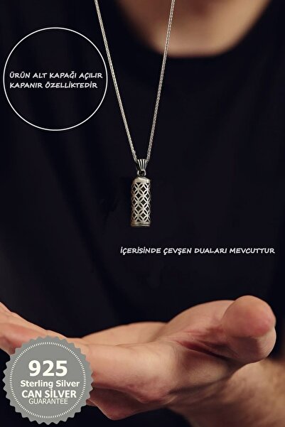 CAN SİLVER 925 Ayar Gümüş Özel Tasarım Silindir Çevşen Erkek Kolye