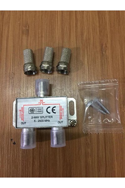 Vwin 1/2 Splitter Ve 3 Adet F Konnektör, 1 Giriş 2 Çıkış Kablo Tv Uydu Anten Çoklayıcı