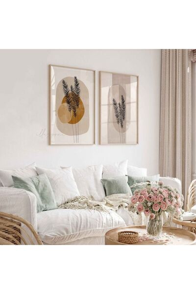 woodhomeworks Ahşap 2'li Çerçeveli Dekoratif Tablo Home Ev Salon Oturma Odası...