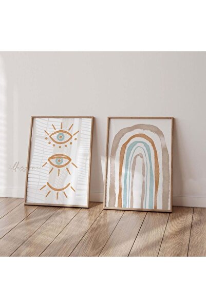 woodhomeworks Ahşap 2'li Çerçeveli Dekoratif Tablo Home Ev Salon Oturma Odası...