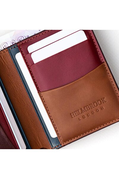 HELMBROOK Мъжки портфейл Dayton от естествена кожа - Taba Plus, тънък дизайн, много отделения, RFID защита