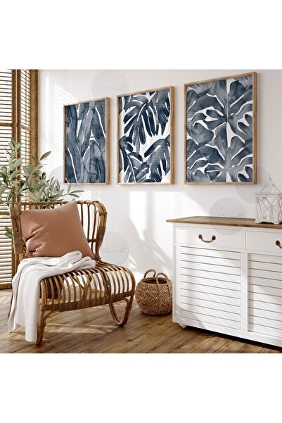 woodhomeworks Ahşap Çerçeveli 3 Lü Soyut Tablo Home Ev Salon Oturma Odası Yatak Odası Balkon Dekor Qmrc45