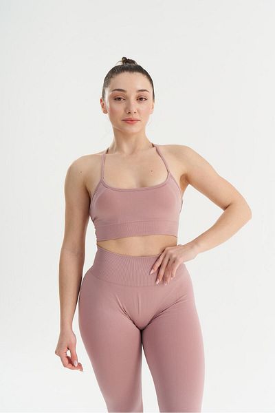 qlu Infinity Collection Women's Dried Rose Seamless/seamless String Bra/sports Bra