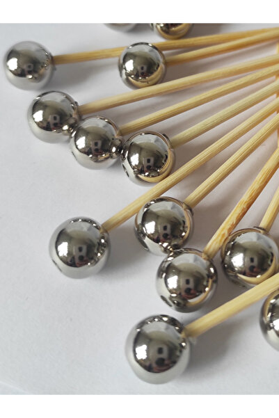 BEYHAN BAYHAN 50 Adet Dekoratif Gümüş Yuvarlak Büyük Inci Kürdan 6 Cm - Inci ...