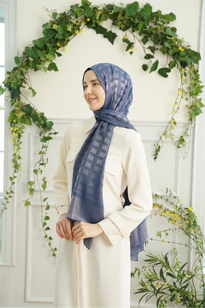ARMANDA Σάλι με μοτίβο αλυσίδας Princess Series Navy Blue-Powder
