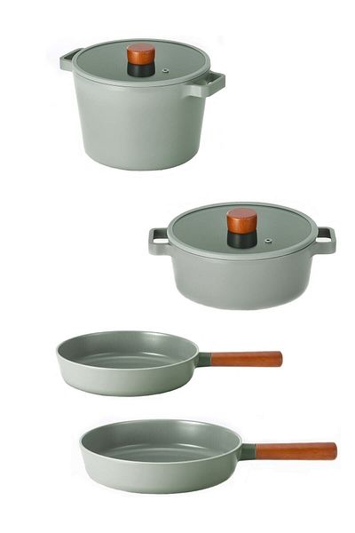 NEOFLAM Fika Cast Gray 6 Piece Set (22Drn 22Black -24-28 Pan)