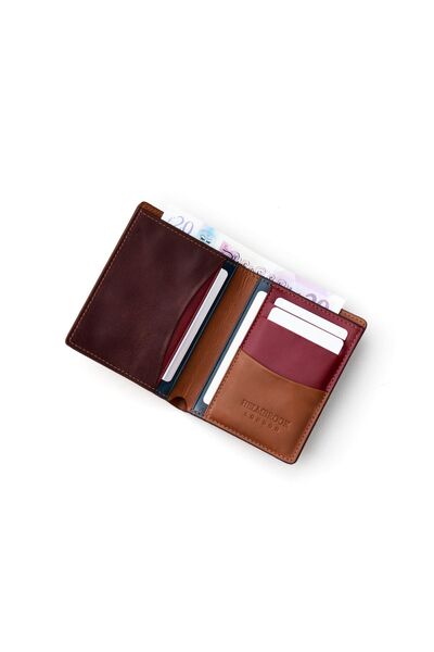 HELMBROOK Мъжки портфейл Dayton от естествена кожа - Taba Plus, тънък дизайн, много отделения, RFID защита