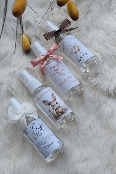 makrom elvan Bebek Hediyelik Kolonya, Isme Özel, 10adet 30ml Plastik Fısfıs Şişe