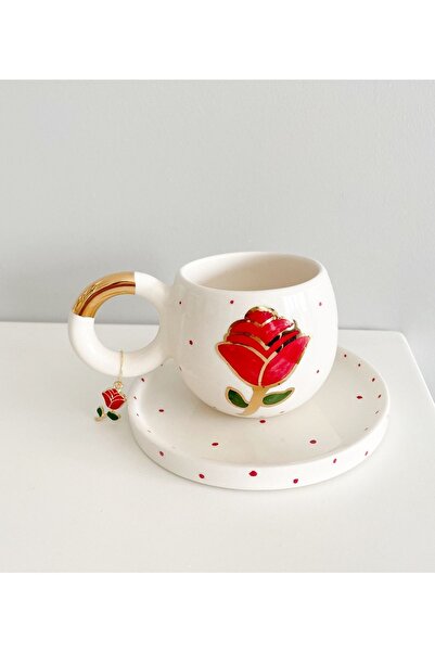 Mugtasarım كوب قهوة تركي مصنوع يدويًا من السيراميك مطلي بالذهب عيار 24 قيراط