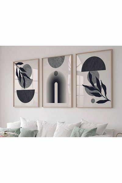 woodhomeworks Wooden Framed 3 Piece Abstract Painting Home Home Living Room Bedroom Balcony Decor Qmrc45