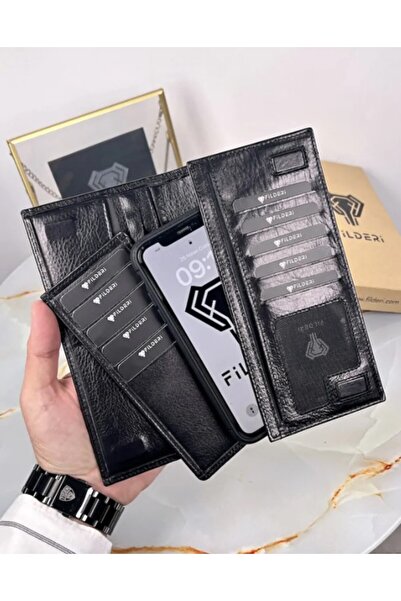 Fil Deri محفظة جلدية موديل 2047 مع حجرة للهاتف ومغناطيس - حامل بطاقات عتيق