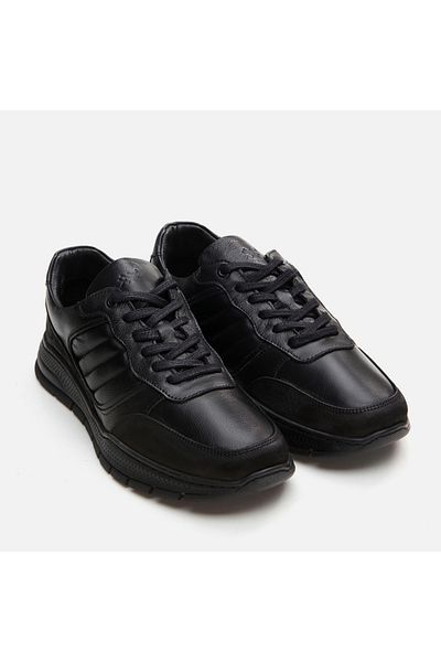 Hotiç Schwarze Sneakers aus echtem Leder für Herren