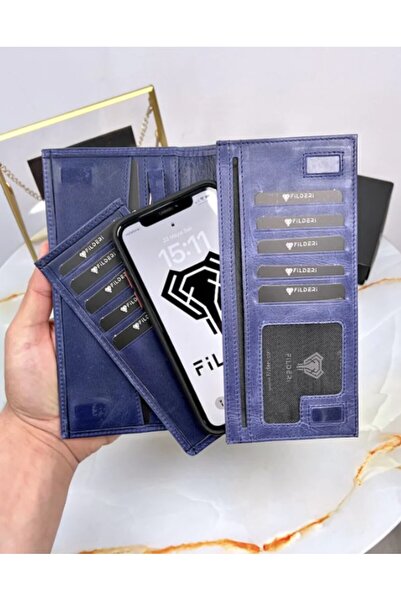 Fil Deri With Phone Compartment - Genuine Leather - Magnetic - Multi-Compartment - Wallet and Card Holder Vintage Leather 2047