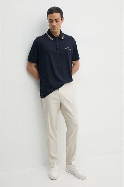 PAUL&SHARK Navy Blue Men's Polo Collar T-shirt - Cotton, Short Sleeve, Daily Use 14311713 -50e