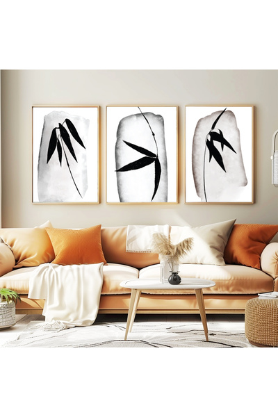 wudie Pictură decorativă din 3 piese, cu cadru din lemn, pictură abstractă, p...