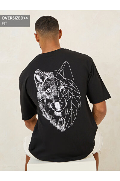 Styli Wolf Graphic Print Oversized T-Shirt