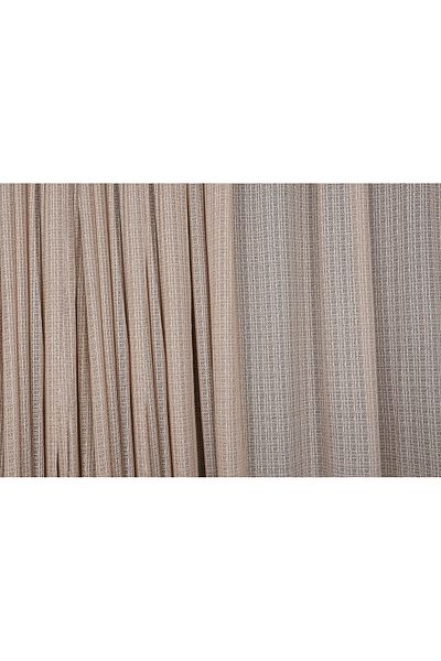 AKÇA TEKSTİL Kdk 1920 Patterned - Mink Colored Single Wing Pleated Background Curtain 300*260 Cm