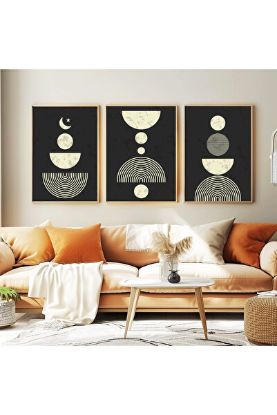 wudie Pictură decorativă din 3 piese, cu cadru din lemn, pictură abstractă, p...