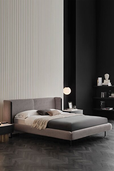 Enza Home Tunis Başlıklı Karyola - Koyu Gri