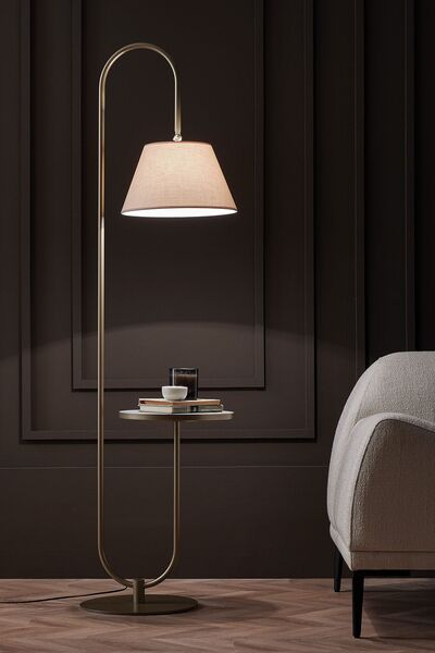 Enza Home Epic Sehpalı Metal Lambader - Bej