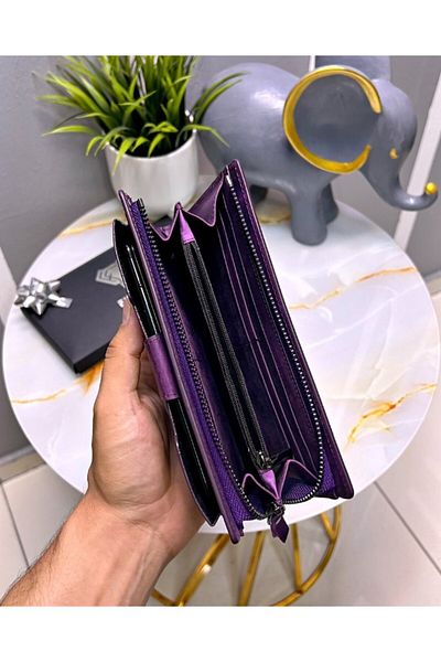 Fil Deri Genuine Leather Large Compartment Phone Wallet with Handle
