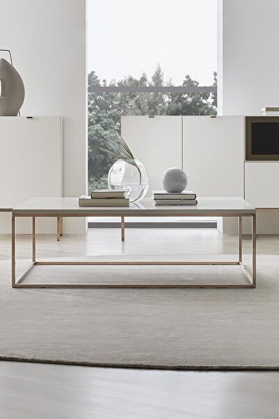 Enza Home Legato Kare Metal Orta Sehpa - Beyaz/gold