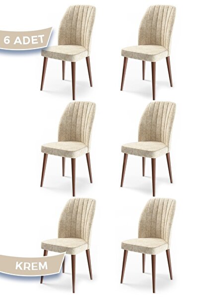 Canisa Etra Serisi, Üst Kalite  Yemek Odası Sandalyesi, 6 Adet Krem Sandalye,...