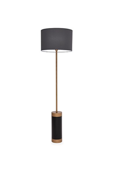 Enza Home Alice Modern Tasarım Pirinç Detaylı Metal Lambader 160 cm (Füme Rengi)