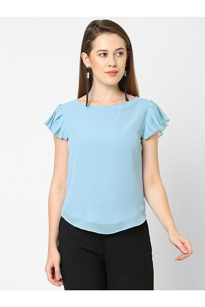 Mish By Styli Pleated Sleeves Georgette Top