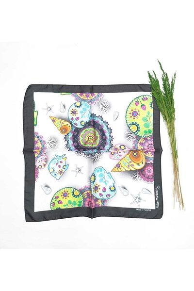 Fular Marketi Creatures Pattern - Rayon Silk Bandana Price Is for 1 Piece