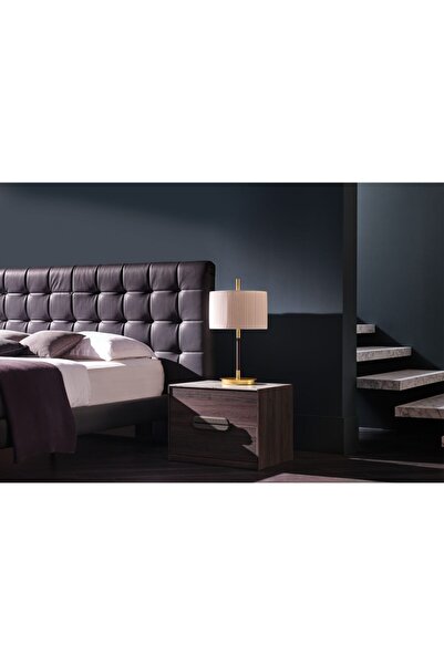 Enza Home Mimosa Modern Tasarım Pirinç Detaylı Pilili Başlıklı Abajur