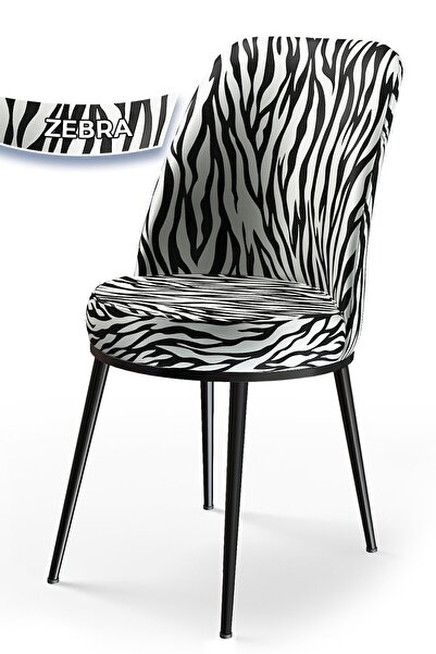 Canisa Concept Dexa Serisi Zebra Desen Mutfak Yemek Sandalyesi Ayaklar Siyah