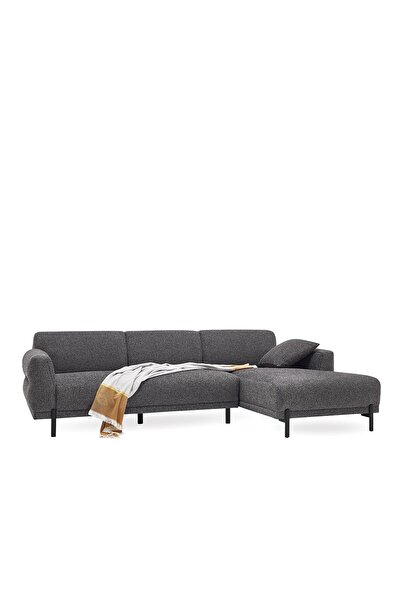 Enza Home Terra Yataklı Köşe, Keten Dokulu, Sağ Köşe - Antrasit