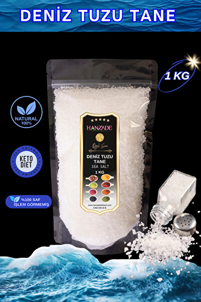 Hanzade Bitkisel Saf Deniz Tuzu Tane Granül İyot İlavesiz 1 Kg