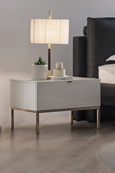 Enza Home Legato Modern Ahşap Komodin - Beyaz