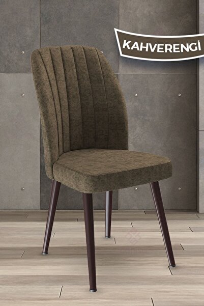 Canisa Platinum Serisi Üst Kalite Yemek Odası Sandalyesi Metal Kahverengi Iskeletli 1 Adet Kahve