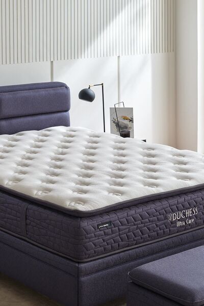 Yataş Duchess Ultra Care Yatak Botanic Başlıklı Baza Çift Kişilik 3'lü Set - Lacivert