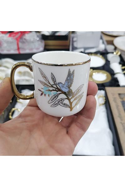 Kosova Porcelain Bee Bird Set of 6 Cylinder Cups 90 Cc Ist-114