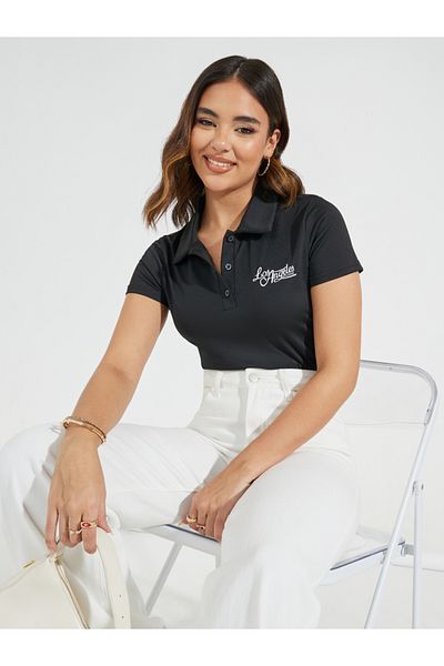 Styli Fitted Embroidery Slogan Polo T-Shirt