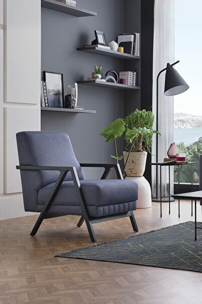 Enza Home Pavia Berjer, Kadife Dokulu - Lacivert