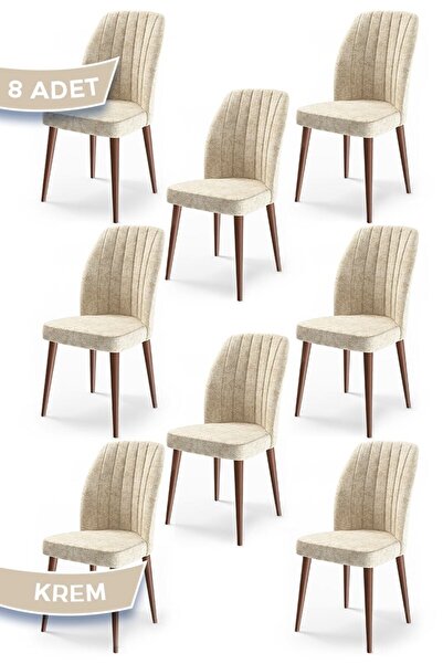 Canisa Etra Serisi, Üst Kalite 1.sınıf Mutfak Sandalyesi, 8 Adet Krem Sandaly...