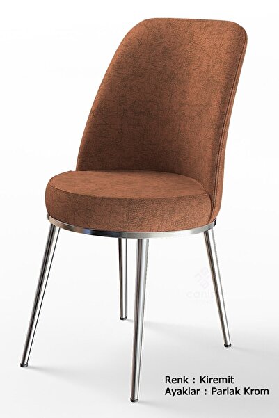 Canisa Concept Dexa Serisi Kiremit Renk Sandalye Mutfak Sandalyesi, Yemek San...