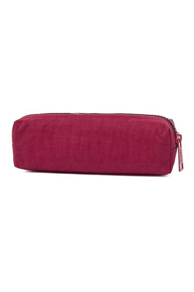 FCSTORE Claret Red Pencil Case - Waterproof Crinkle Fabric, Single Compartment Pocket, Unisex