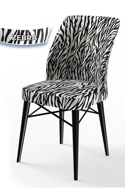 Flex Series, Top Quality Kitchen Chair, Hornbeam Black Wooden Leg, Zebra Pattern Chair