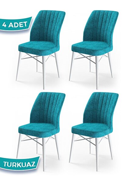 Canisa Flex Serisi Üst Kalite Yemek Odası Sandalyesi 4 Adet Turkuaz Sandalye ...